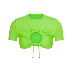 BNWT Skims Recycled Swim Ruched T-Shirt Neon Green S